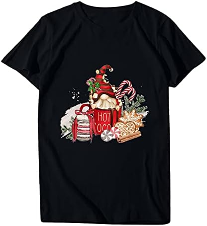 Božić Gnome T-Shirt za žene Funny grafički kratki rukav Patuljci Tees Tops Casual okrugli vrat Božić Santa Shirts