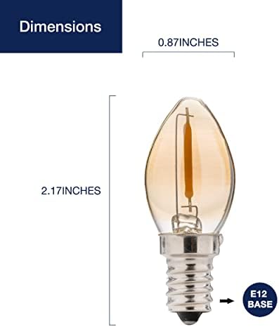 FLSNT C7 LED kandelabra sijalica, LED noćne sijalice sa mogućnošću zatamnjivanja, 0.8 W , E12 mala baza, 2200k topla bijela, Jantarno
