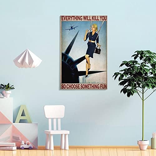 Vintage Poster avionske stjuardesa citat motivacija Poster Airplane Wall Art platno štampa slike za dnevni boravak dekor spavaće sobe