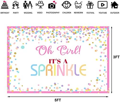 Ticuenicoa 5×3ft djevojka Sprinkle Baby Shower Rođendanska zabava pozadina pospite krofnu ružičaste šarene tačke to je pospite djevojke