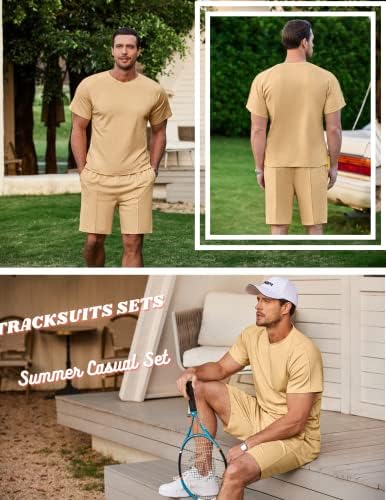 COOrun Muška kratka rukava košulja i šorc Set 2 komada ljetna odjeća moda trenerke Casual Set