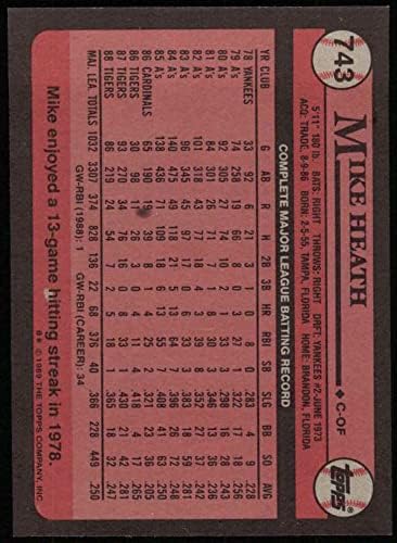 1989. TOPPS 743 Mike Heath Detroit Tigers NM / MT Tigers
