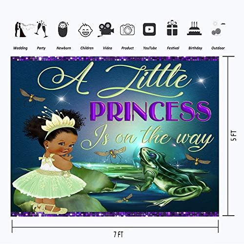 Vinil princeza i žaba Pozadine za fotografiju 7x5 Afrička princeza pozadina Sretan rođendan Glitter ljubičasta vila princeza zabava