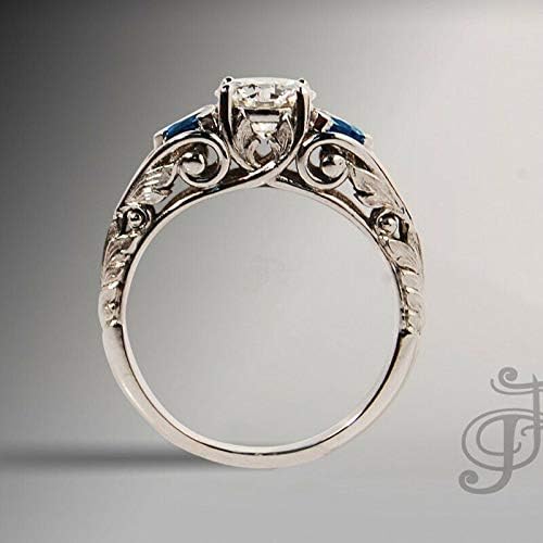 Aura nakit Antique Jewelry 925 Silver White & plavi safir prsten prijedlog angažman nakit