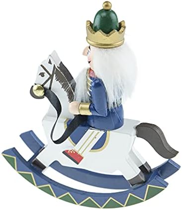 Pametne kreacije plavi konj za ljuljanje 6 inča tradicionalni drveni Orašar, Svečani božićni dekor za police i stolove