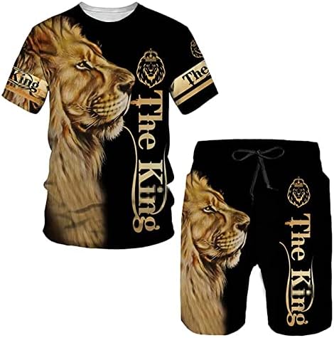 Lion Summer Streetwear muška trenerka prevelika Odjeća 3d štampana majica kratke hlače sportska odjeća muško modno odijelo