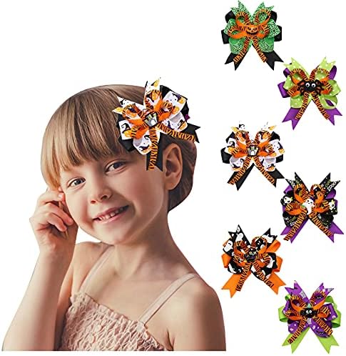 synia 6pc party baby hair Decoration Headwear Halloween Kids Clips Cartoon Accessory Baby Care Infant hair Tie