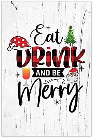 Aroggeld Jedi piće i budi veseli drveni znak Božićna dekoracija Zidno drvo Zima Holiday Funny Xmas Wooden Plaket Wall Art Decor Viseći