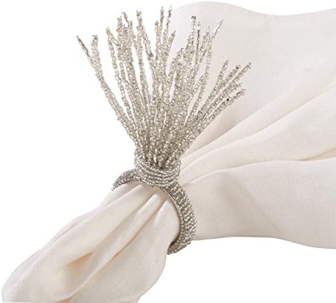 Saro Lifestyle perli dizajn prskanja sa uplu salvete - set od 4 srebra