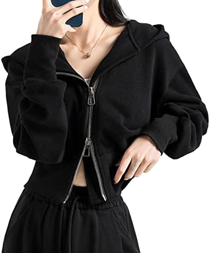 Xunger ženski casual dukseri za duksere dvostruki patentni patentni zatvarač jakna s kapuljačom s kapuljačom dugih rukava