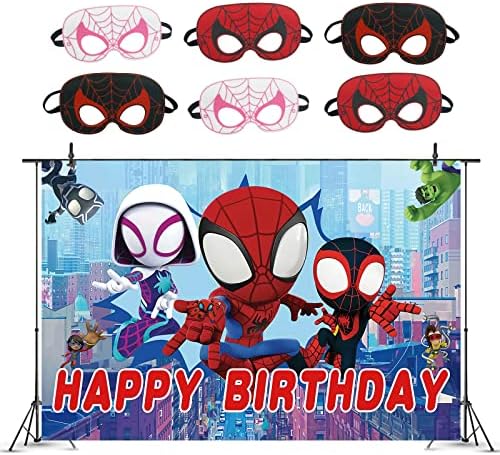 Spidey i njegovi nevjerovatni prijatelji pozadina rođendana zabave, Spider potrepštine za zabavu, 5x3ft Spidey pozadina za fotografije
