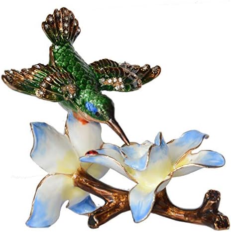 Mixdom Hummingbird s plavim cvjetnim sitnicama kutija za nakit ručno oslikana ukrasna kutija sa šarkama držač minđuša sa šarkama za