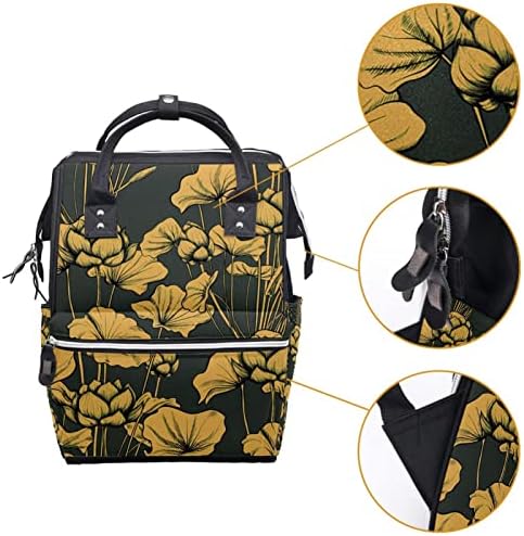Guerotkr putnički ruksak, ruksak pelena, ruksak pelena, vintage zlatni lotos sivi cvijet