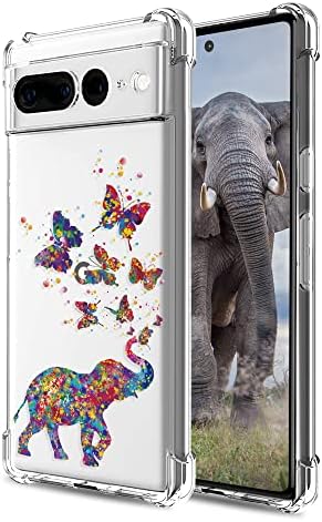 Beimeitu za Google Pixel 7 Pro Case Butterfly Elephant Clear, Mekani silikonski branik poklopac Žene Dječje Djeca Leptir Dizajn, Otporni
