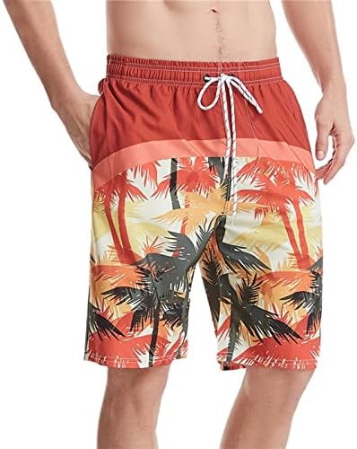 Muška ploča kratke hlače Labavi fit Coconut Tree Print Hawaiian Bathing Court Obriši MESH obloge Cool Vintage Swim Surf Beach Hotsa