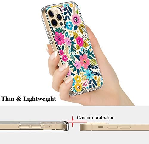 Icedio za iPhone 12 futrola, iPhone 12 PRO futrola sa zaštitnikom zaslona, ​​čistom sa slatkim šarenim cvjetnim cvjetnim uzorcima