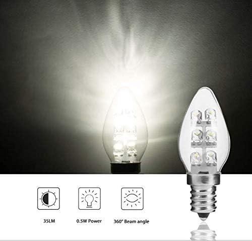 Lxcom rasvjeta 0.5 W E12 LED sijalica C7 LED noćne sijalice - E12 osnovna kandelabra LED sijalica Torpedo oblik dnevne svjetlosti