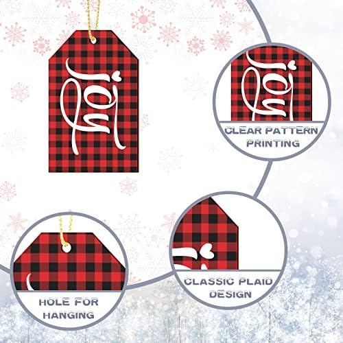 36 komada Božić drvene oznake sa konopcem naljepnice Drvo Buffalo Plaid božićno drvo Ornament Drvo viseći Ornament rustikalni Božić