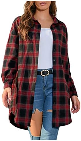 Prevelike majice za žene, ženska bivola plairana Flannel košulja za majicu up up kandidat za bluzu s dugim rukavima