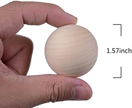 Kansoo 20kom 1,57 inča nedovršena prirodna drvena okrugla Lopta – za zanate i građevinske zanate djetlića