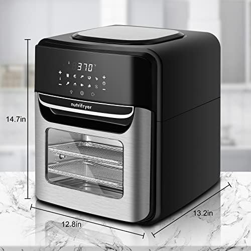 Nutrifryer 12.7 Qt Air Fryer pećnica sa LED digitalnim dodirnim ekranom i vizualiziranim prozorom, 10 kuharskih unaprijed za pečenje,