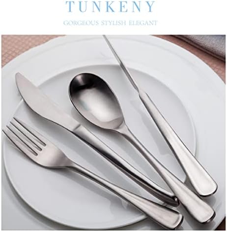 Tunkeny set srebrnog posuđa od 24 komada za 6, Set posuđa od nerđajućeg čelika 18/10, viljuška za viljušku sa debelim nožem za posuđe,