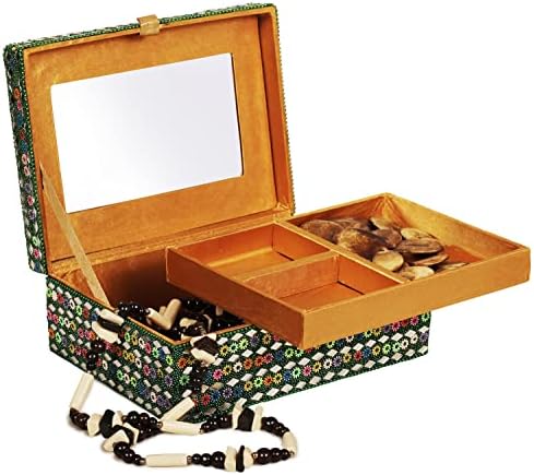 Mandala Cractious 8 X 6 Lac ogledalo Radni nakit za nakit savladaju nakit TRIKET kutija za pohranu - ručno izrezbarena ukrasna kutija