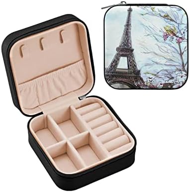 ALAZA akvarel Eiffelov toranj & cvijet u Parizu Art mali nakit kutija za žene djevojke muškarci Travel Nakit Case Pu Organizator,