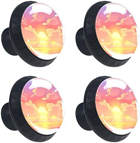 TYUHAW okrugla ladica povlači ručku Sunset Sunrise Ocean štampanje sa zavrtnjima za kućne ormare vrata Kuhinjski kancelarijski sto