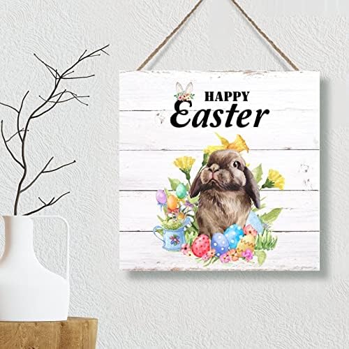 SwaveCat Happy Easter Bunny Weveat Ear drvena vrata Viseći znakovi zec uskršnji jaja proljeće cvijeće drvena zidna ploča proljeće