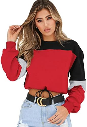 Ženski patchwork patchwirt s dugim rukavima nacrtač u boji u boji blok gornje pulover vrhove labavog ugljenog kuničara bluza