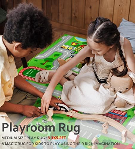 Yincimar Kids Playougrount City Life Playmat Kids Propise za vruće kotače Automobil 5,2'x3'3 City map prometni put učenje obrazovnog