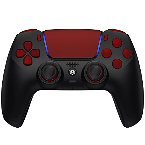 HEXGAMING Ultimate Controller 4 Tasteri za leđa i izmjenjivi palčići i okidači za kosu kompatibilni sa PS5 FPS Gamepad - crna crvena
