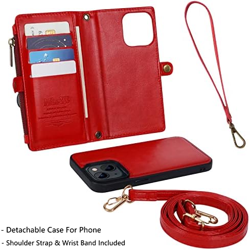 Mincyb Kompatibilan sa koferom novčanika iPhone 14 Plus, futrolom sa zatvaračem s RFID nosačem za blokiranje za žene muškarci, magnetski