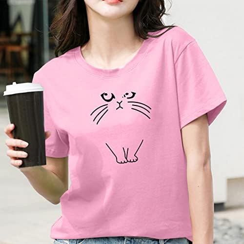 Ženski grafički ženski ljetni Top štampani kratki rukav posada vrat T Shirt štampani Top Linen bluze žene