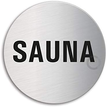 Znak vrata Sauna ⌀ 2,95 inča | Četkani samoljepljivi od nehrđajućeg čelika br. 8523