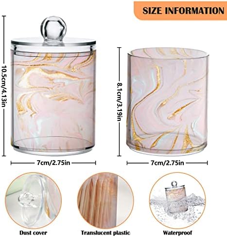 ALAZA 4 PACK QTIP HOLDER DISPENZER ROMATIC PINK MARBLE ORGANIZATELJSKI ORGANIZERI ZA PAMUĆE KULDE / BRODOVE / PADOVI / FLOSS, PLASTIČNI