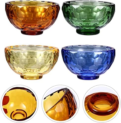 JTWMY 4pcs Crystal Stakle Scudge Bowl Tibetan Buddhist Vodene posude Ponude posude za zdjelu Vodene vode za joga meditaciju Oltarni
