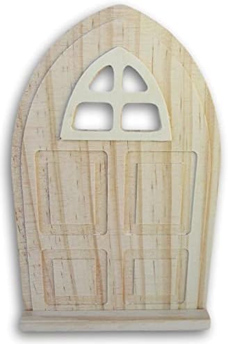 Craft Medley nedovršena drvena Vilinska vrata - Mini vrata za Kuće za lutke, Diorame, minijaturne zanate 4,25 x 6,5 inča, smeđe