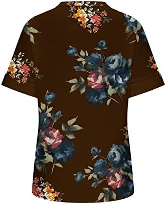 Plus veličina ženskih vrhova, dame Boja blok TEE V TUNIKA 2023 Trendi labav majica Side Split pulover Bluza kratkih rukava