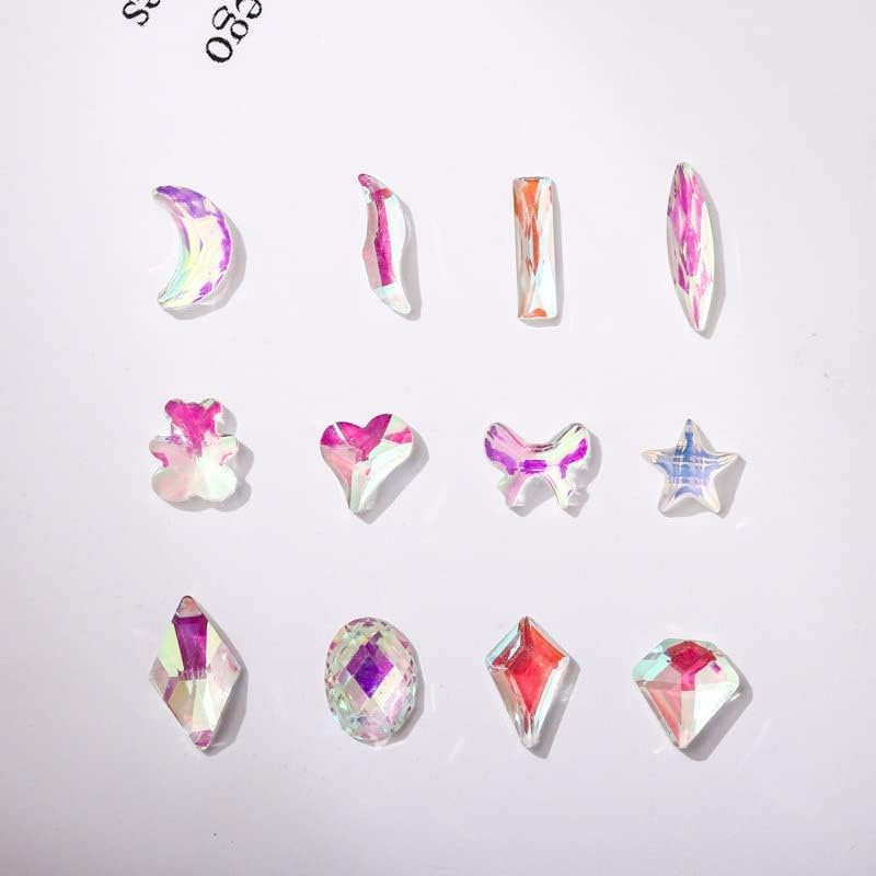 100kom / pakovanje Aurora Genie Flat Bottom Diamond Fantasy boja pozlaćena 12 stil Mix Nail Art dekoracija manikura uradi sam -