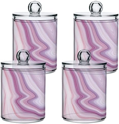 Alaza 4 Pack Qtip držač Dispenser Pink Marbleov Organizator organizatora za pamučne kuglice / brise / jastučići / konac, plastične