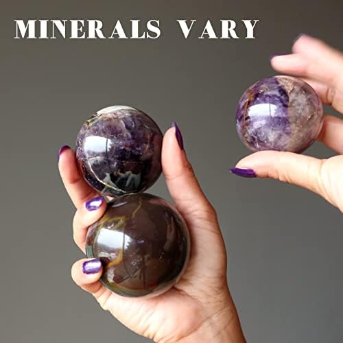 Satenski kristali Amethyst sfera mineralna ljubičasta kristalna kugla 1,75-2,0 inča