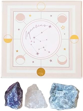 Miracle Moon zodijački pokloni za horoskopski znak - Aquarius Crystal set s Crystal-u Aquarius - Savršeni zodijački kristali za astrološke