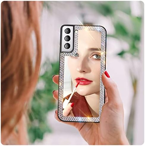 Cavdycidy Samsung Galaxy S21 Plus futrola za žene s dijamantima, Girly Bling akrilni zrcalni telefon za telefon koji se može koristiti