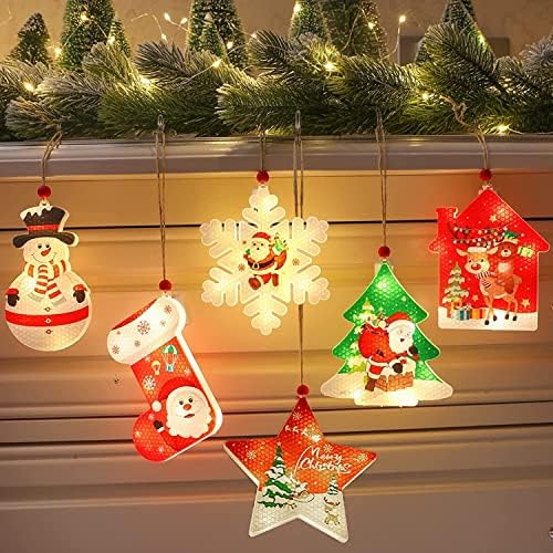 FAIREDEAR Božić osvijetljeni ukrasi prozora LED Božić Tree Lights 3d svjetlosni ukrasi Snjegović i zvijezda u obliku viseća svjetla