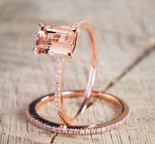 Ploy Pailin Prom 18k ružičasto zlato punjeno Morganite Gems Nakit Vjenčanje ženski prsten Set Sz5-10