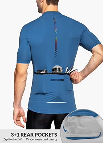 Baleaf muški biciklistički dres biciklističkih košulja kratkih rukava na pola kopče Brdski biciklistički vrhovi 4 stražnje džepove