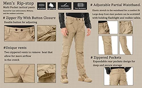 Muške taktičke pantalone, Ripstop Army Cargo Radne hlače lagane EDC na otvorenom planinarske pantalone sa džepovima