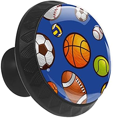 12 komada košarkaški Fudbal fudbalski stakleni gumbi za Komode, 1,37 x 1,10 u okruglom kuhinjskom ormariću za dječju sobu za rasadnike